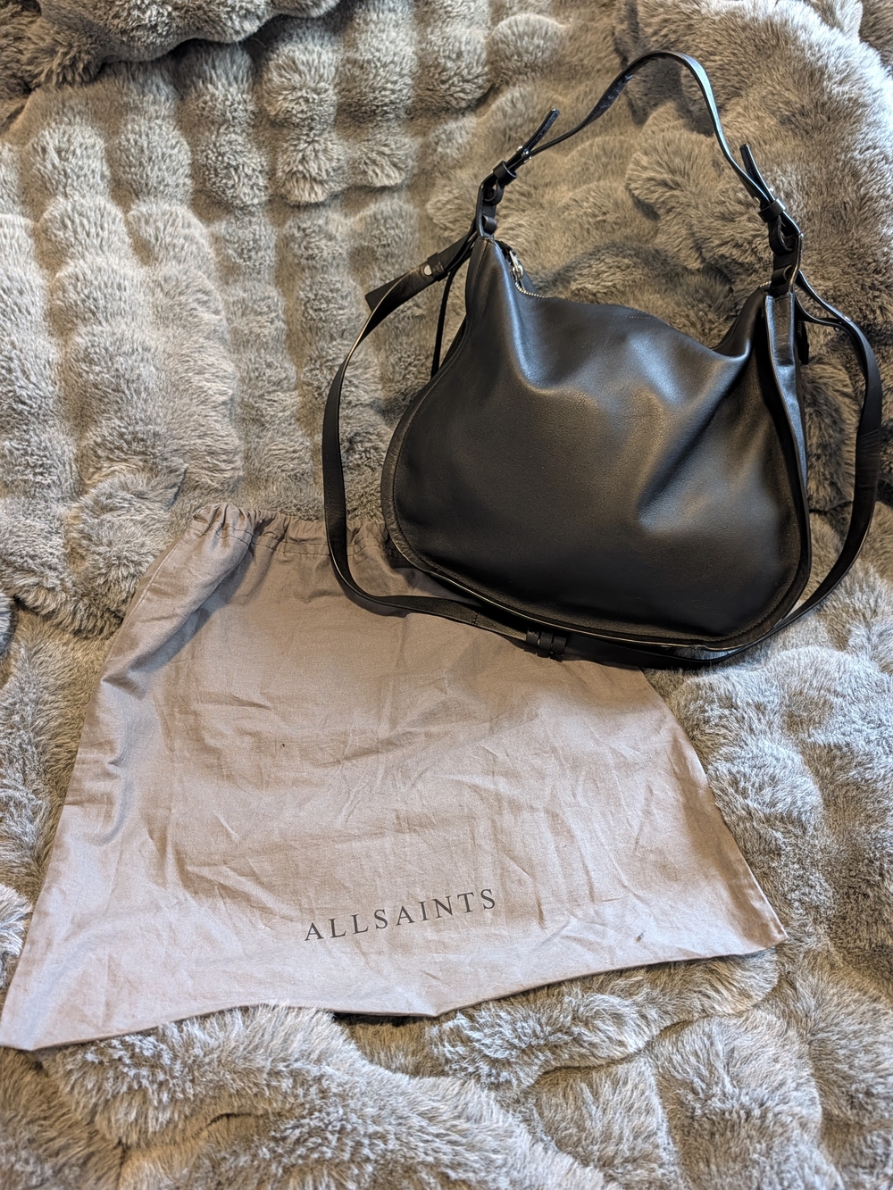 All Saints Black Leather Shoulder Hobo